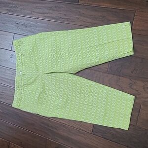 Madison Lime Green & White Patterned Crop Pants size 16